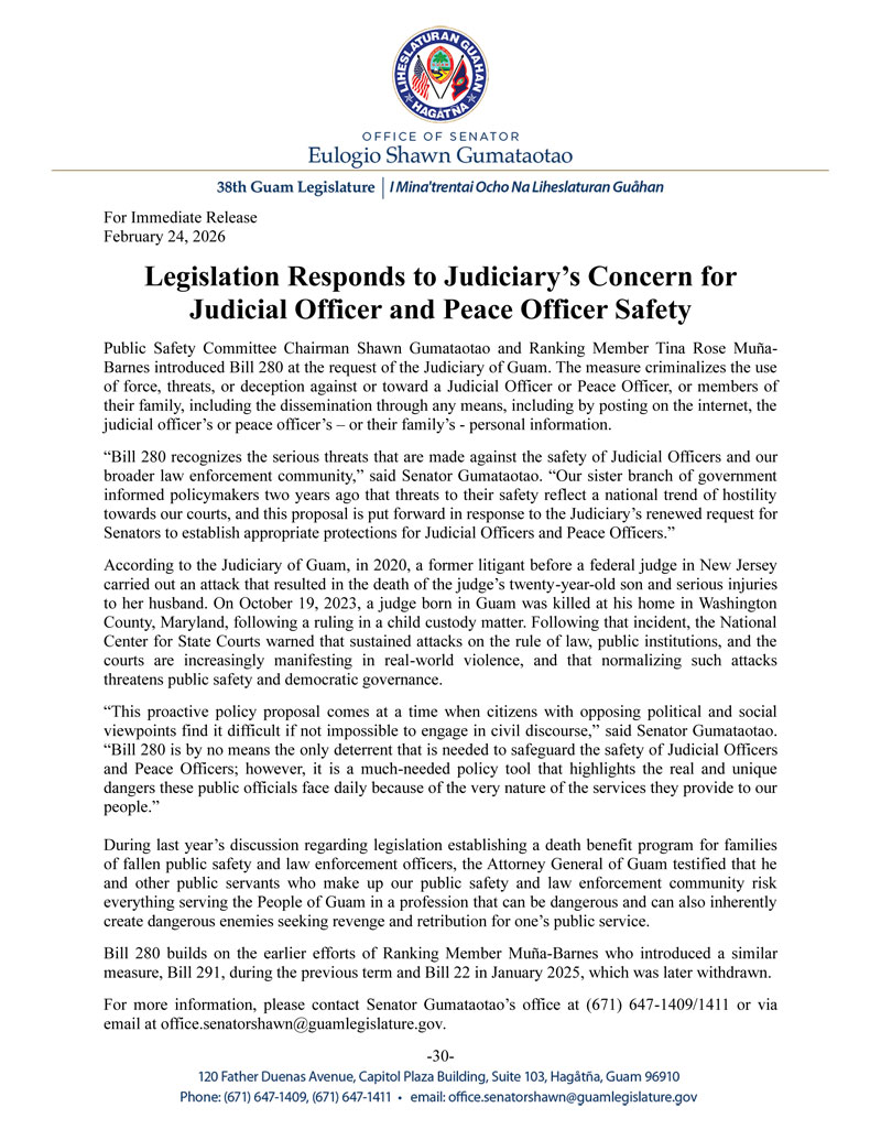 Legislation Responds to Judiciary’s Concern for Judicial Officer and Peace Officer Safety